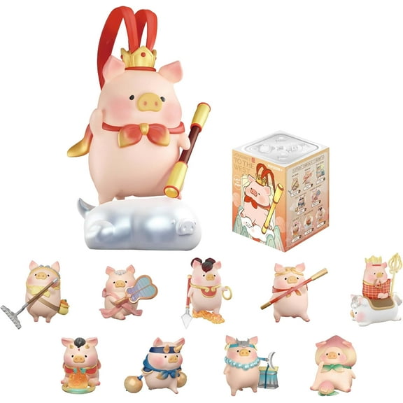 Luulu Piggy Blind Box Figures - Journey to The West Series Blind Boxes Mystery Box Cute Figures Collectible Toys Animal Figurines Home Desk Decorations Christmas Birthday Gifts, Single Box