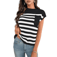 thumbnail image 2 of Women'S Crew Neck Top Thick Needle Casual Striped Sweater Black S, 2 of 7