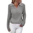 thumbnail image 5 of Suéter De Solapa De Mujer, Suéter De Punto De Mujer Cómodo Poliéster De Color Sólido Para Otoño Invierno ANGGREK  Otros, 5 of 5