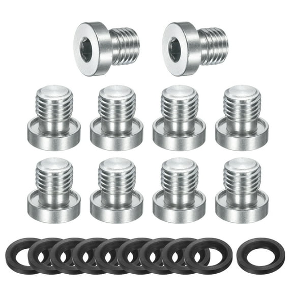 M12 x 1.25 Stainless Steel Pipe Plug 10 Pcs Metric Male Internal Hex Thread Socket with Washer
