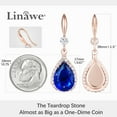 thumbnail image 3 of Linawe Sapphire Blue Earrings for Women Rose Gold, Diamond Drop Dangle Earrings, Chandelier Rhinestone Cubic Zirconia Crystal Teardrop Earrings, Wedding Jewelry Set, 3 of 7