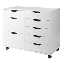 Pemberly Row 6-Drawer Engineered Wood Mobile Storage Cabinet in Crisp White