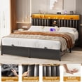 thumbnail image 5 of Homieasy King Upholstered Platform Bed with LED Lights and Storage, Black, 5 of 7