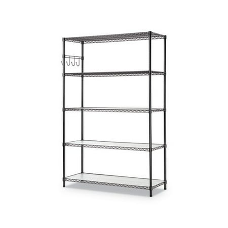 

5-Shelf Wire Shelving Kit with Casters and Shelf Liners 48w x 18d x 72h Black Anthracite
