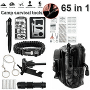 MDHAND 65 in 1 Outdoor Survival Kit Camping Tactical Backpack Emergency EDC Tools Set, Black