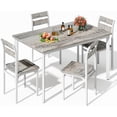 thumbnail image 1 of AWQM Kitchen Table and Chairs for 4, 5 Piece Wooden Dining Table Set for 4, Modern Dining Table and Chairs Set with Backrest, White, 1 of 7