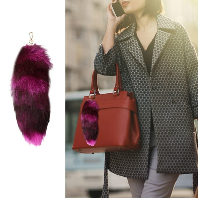 Pendentif Porte-Clés Queue 3D Mignon pour Femmes - Porte-Clés Queue d'Animal à la Mode avec Pompons - Accessoire de Porte-Clés Stylé pour Sac à Main et