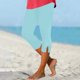 thumbnail image 2 of Pantalones de Yoga de Verano para Mujeres Capris de Cintura Alta Ligera, Pantalones de Gimnasio de Ajuste Delgado de Color Sólido, 2 of 9