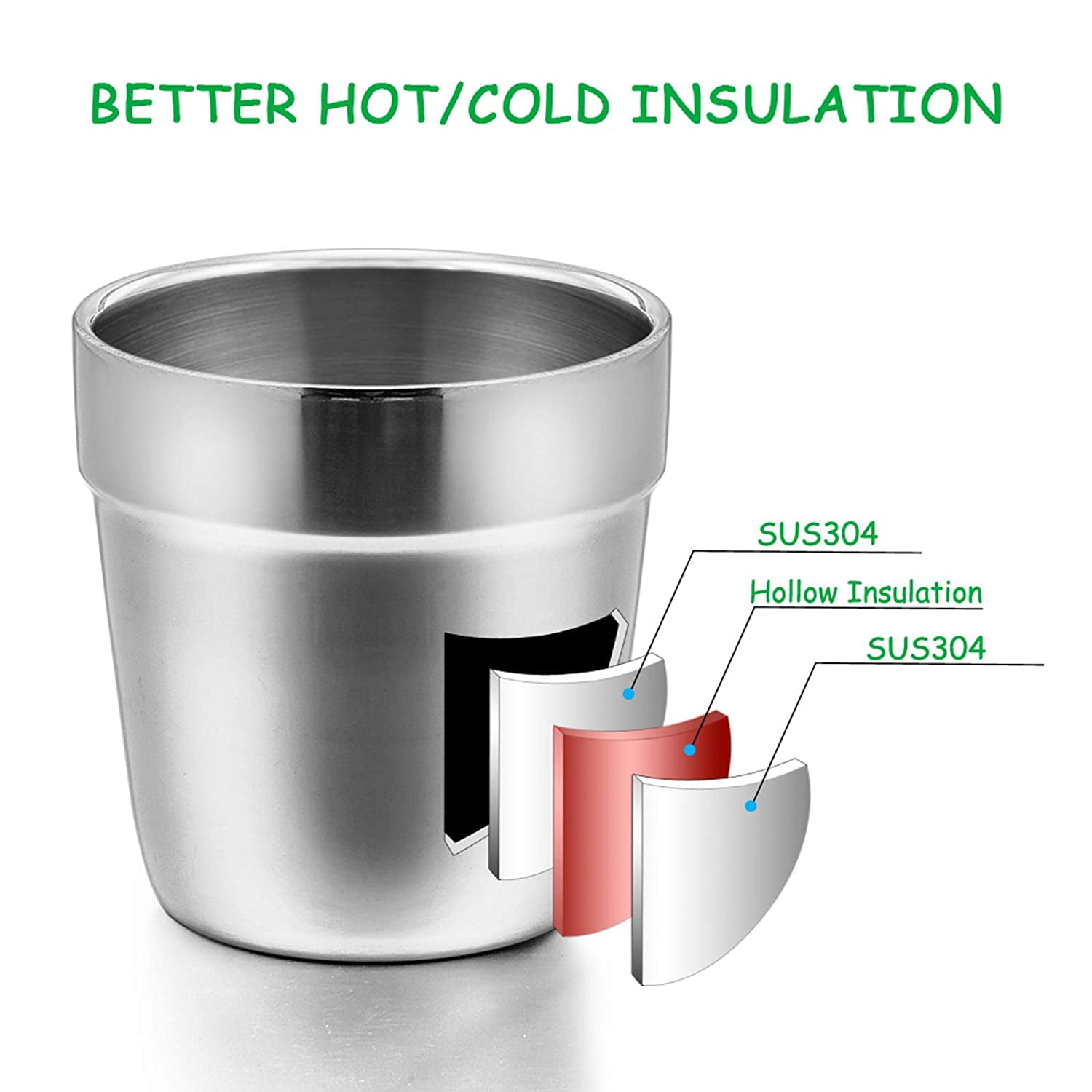 Mtal Cups for Kids Baby, 6 Ounc Stainlss Stl Insulatd Cups for Toddlr Childrn, Training & Transition, Doubl Wall & Shattrproof, Mirror Polishd & Dishwashr Saf - 2 Pack