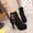 Black, variant on VKEKIEO Ankle Boots Round Toe High Heel Heels Ornamental Zipper Slip-On Black Fall Boots