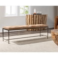 thumbnail image 2 of Pemberly Row Contemporary Blond Hair on Hide 60in Iron Bench, 2 of 6