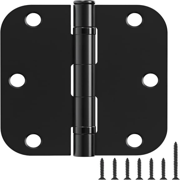 ZHZFKQ 2026 New 12Pcs Anti Squeak Matte Black Door Hinges 3.5 in 5/8"Radius Interior 3-1/2"Round Ball Bearing Hinges for Doors Bifold Standard Bedroom 3 ½"Hardware Essentials House Decor Accessories