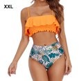 thumbnail image 3 of Soidarity Traje de baño dividido para mujer, traje de baño con volantes y tirantes Chinlon, ropa interior estampada para vacaciones, traje de playa, Deportes acuáticos Naranja XXL Soidarity OD021142-10, 3 of 6