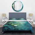 thumbnail image 3 of Designart "Mirage of Blue and White Tropical Plants IV" Jungle Bedding Covert Set - Landscapes Blue Tropical Bed Set With 2 Shams, 3 of 5