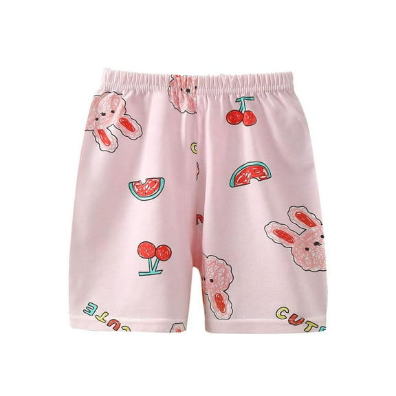 Bxsruta Toddler Girl Shorts, Children's Solid Color Girls' Shorts Sports Pants Casual Home Shorts, Pink 4 Years