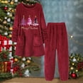 thumbnail image 2 of Riecok Pajama Sets for Women 2 Piece Christmas Crewneck Loungewear Set Long Sleeve Tops and Pants Solid Baggy Soft Sleepwear, 2 of 3
