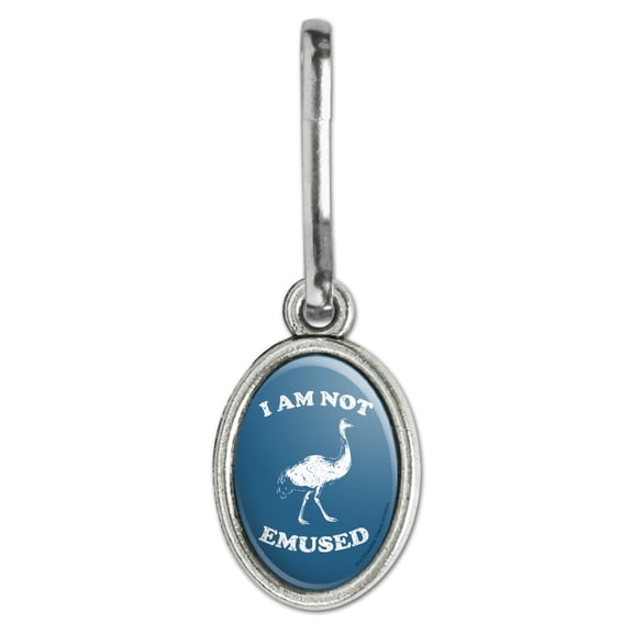 I Am Not Emused Emu Amused Funny Humor Antiqued Oval Charm Clothes Purse Suitcase Backpack Zipper Pull Aid
