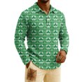 thumbnail image 2 of Men's St. Patrick's Day Shamrock Henley Long Sleeve Pullover Casual Top Shirt, 2 of 6