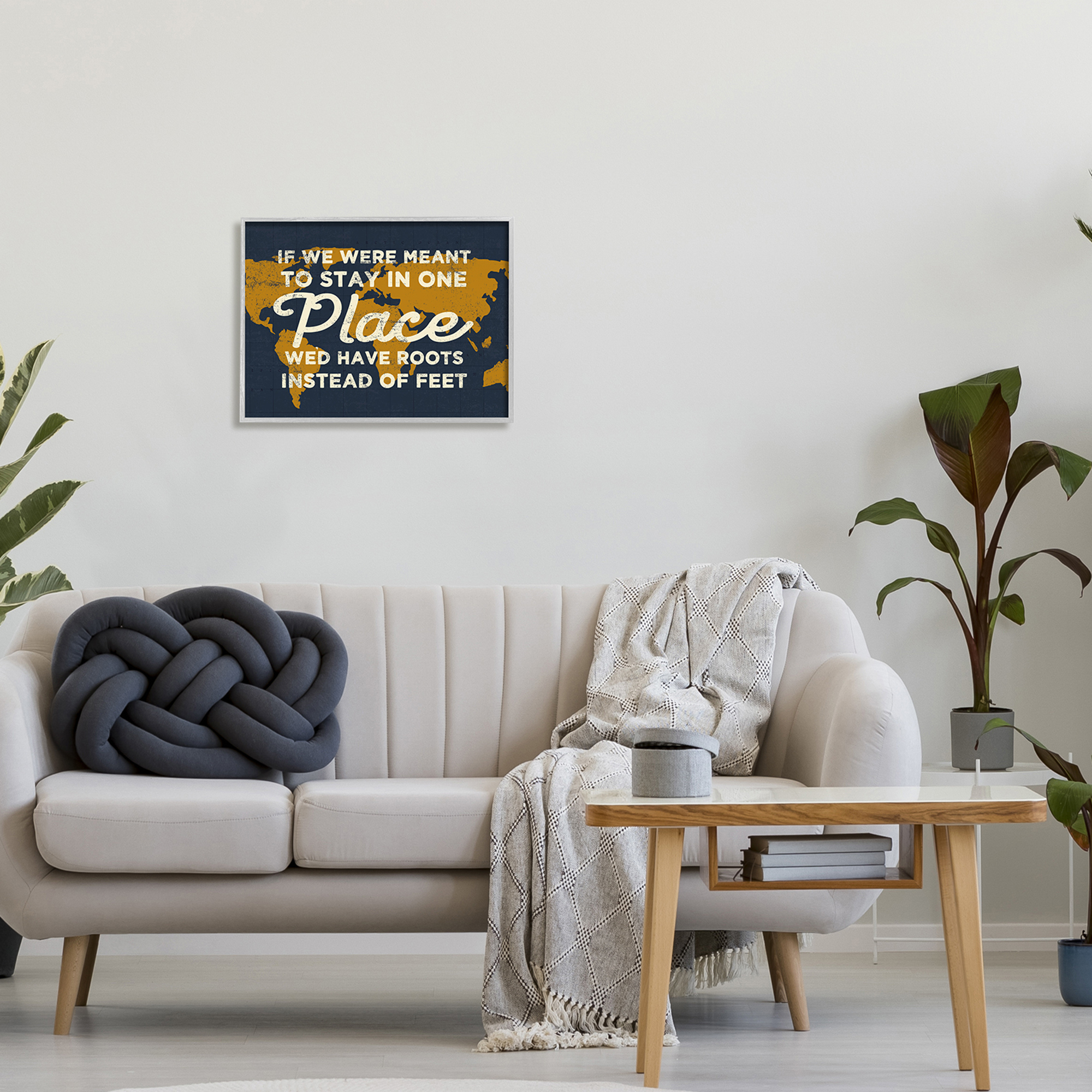 Stupell Industries We'd Have Roots Encouraging Travel World Map Sign,20 x 16, Design by Daphne Polselli