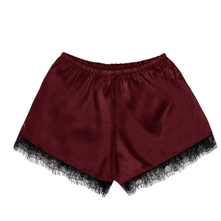 

Spftem Silk Satin Flowers Floral Lace Pajamas Underwear Women Shorts S-XXXL