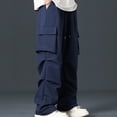 thumbnail image 4 of Mens Multi-Pockets Wide Leg Cargo Pants Fashion Streetwear Straight Trousers, 4 of 11