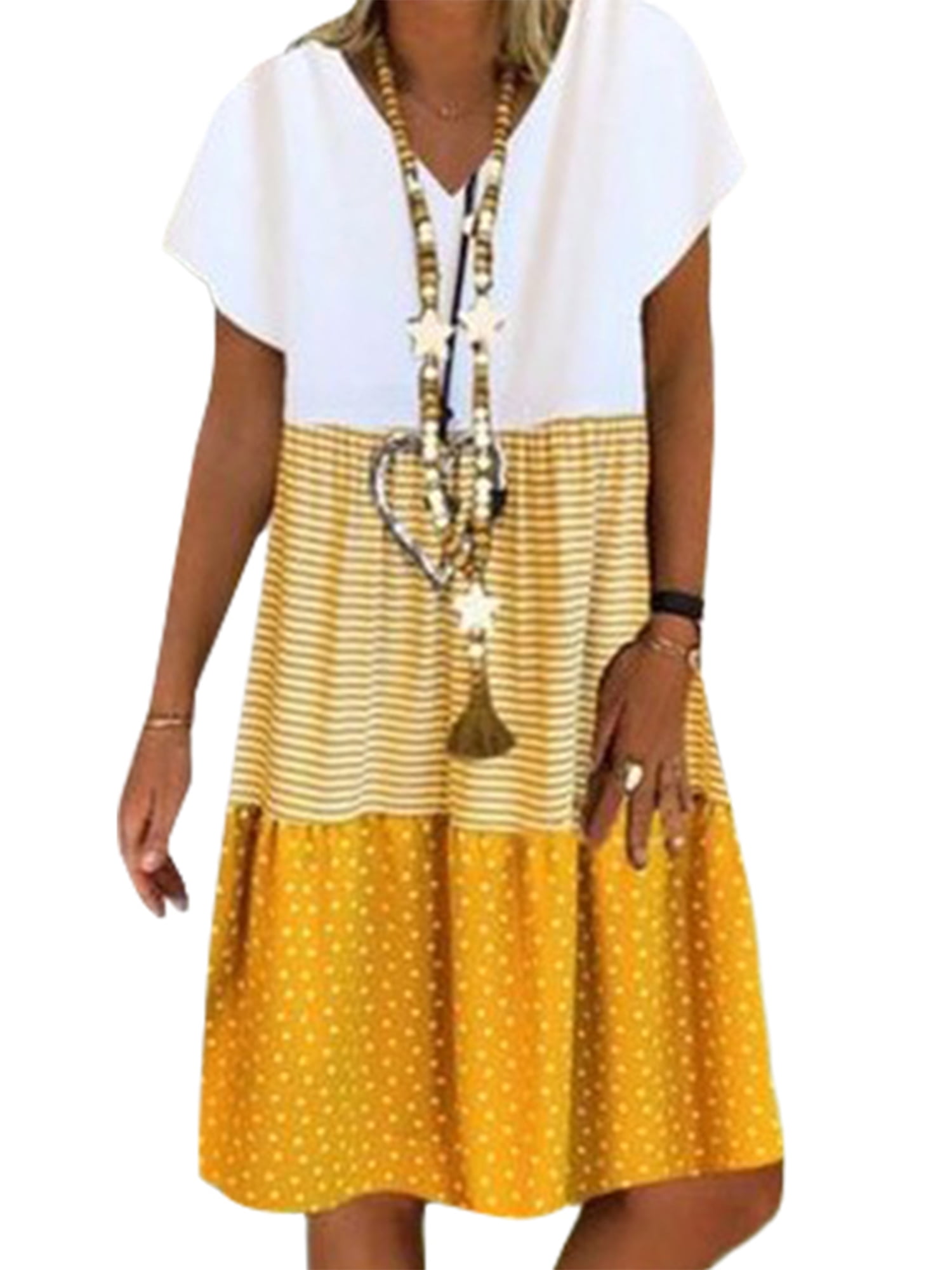 LRISES Women's Tie Dye Maxi Dress – Casual V-Neck Summer Dress With Side Slits & Pockets - View #11