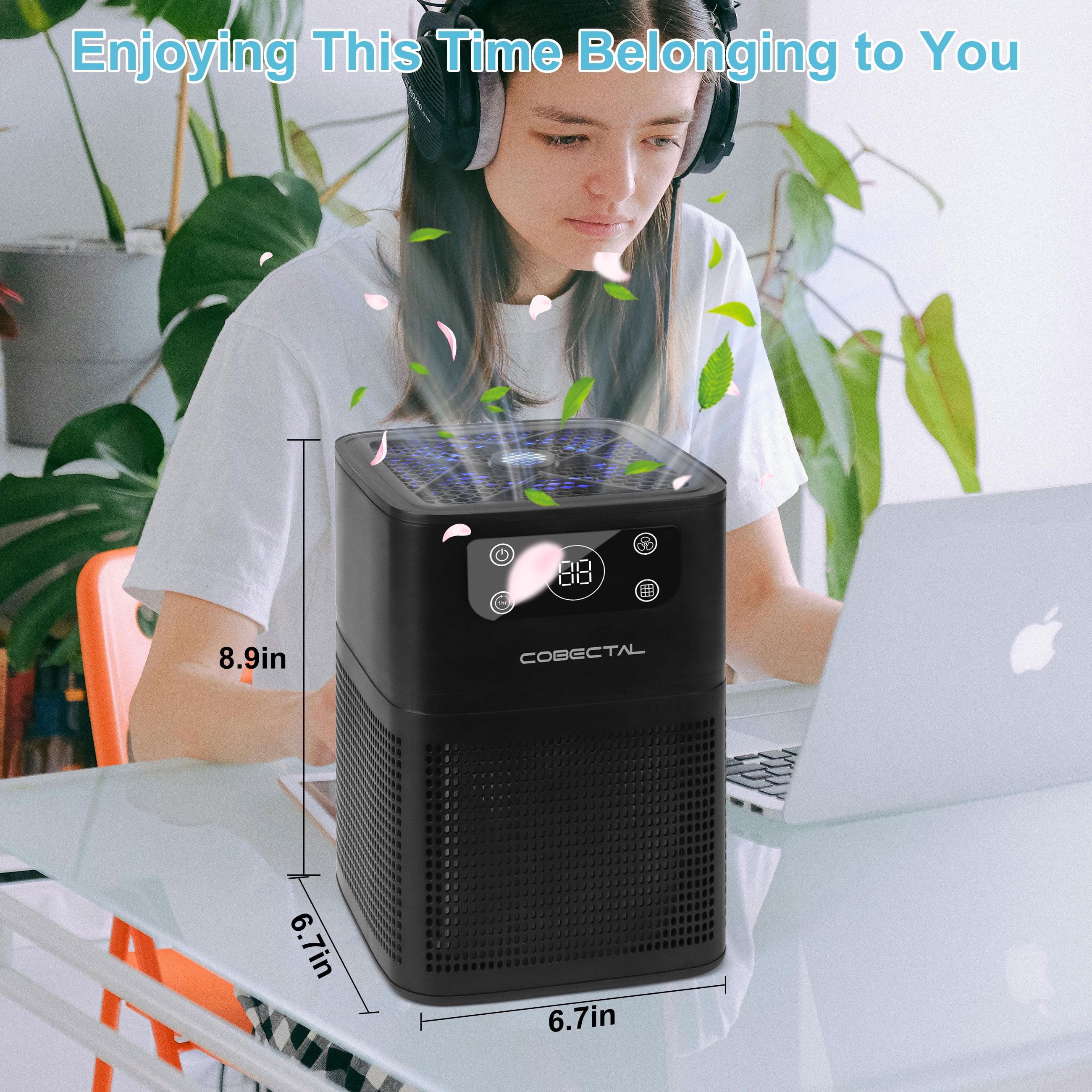 Cobectal Air Purifier for Home, H13 HEPA Air Filter, Removes Pet Dander and Odor, Black, ZQA-3000A