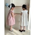 thumbnail image 4 of Vestido bonito de princesa de algodón puro para niña, vestido sin mangas con cuello Peter Pan y lazo de 1 a 10 años, ropa de verano para niños, 4 of 6