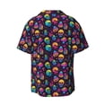 thumbnail image 6 of Lsque mushroom color Skull print Men's Cuban Collar Short Sleeve Shirt Summer Beachwear Casual Button Down Fashionable Vacation Leisure Shirt-4X-Large, 6 of 7