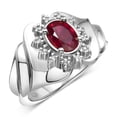 thumbnail image 5 of RYLOS Rings for Women 14K White Gold Ring with Oval 7X5MM Gemstone &  Sparkling Diamonds July Ruby Jewelry Size 8, 5 of 7