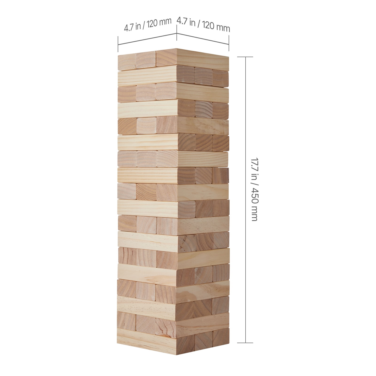 KFFKFF Outdoor Game Giant Tumble Tower, Set of 54 Medium-Sized Pine Wood Stacking Blocks Game, Comes with Portable Bag and Scoring Board, Wooden Pile-Up Game, Ideal for Family Fun, Indoor/Outdoor Use