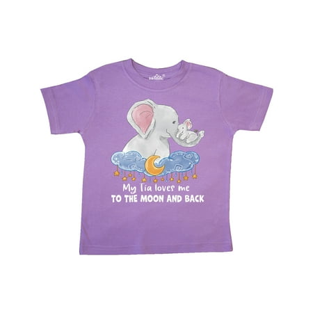 

Inktastic My Tia Loves me to the Moon and Back Elephant Family Gift Toddler Boy or Toddler Girl T-Shirt