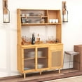 thumbnail image 2 of Costway Bamboo Buffet Cabinet Wine Bar Pantry Cupboard Sideboard with Rattan Sliding Door, 2 of 10