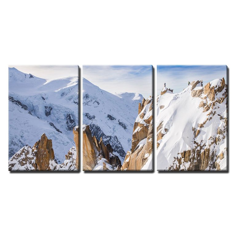 wall26 - 3 Piece Canvas Wall Art - Snow Covered Mountains in