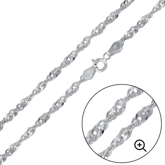 Sterling Silver 925 High Polished Singapore 050 Chain 2.8mm Made in Italy 18" Jewelry Female Unisex
