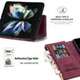 thumbnail image 4 of Galaxy Z Fold 3 5G Case(2021), Allytech Wallet Case Zipper PU Leather Anti-Scratch Card Slots Flip Kickstand Wrist Lanyard Strap Magnetic Closure Purse Case for Samsung Galaxy Z Fold 3(7.6"), Winered, 4 of 7