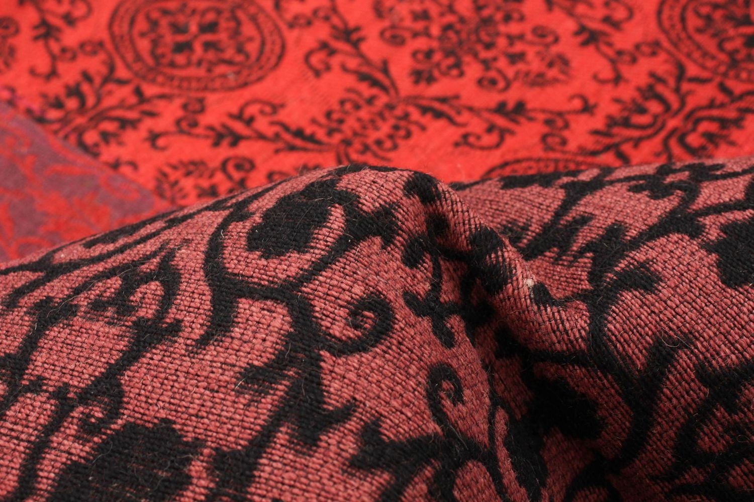 ECARPETGALLERY 6'7" x 9'9" Transitional Collage Handmade Area Rug for Living Room, Dining Room and Bedroom in Red