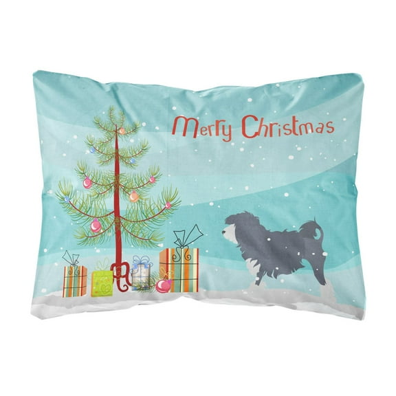 Lowchen Merry Christmas Tree Canvas Fabric Decorative Pillow