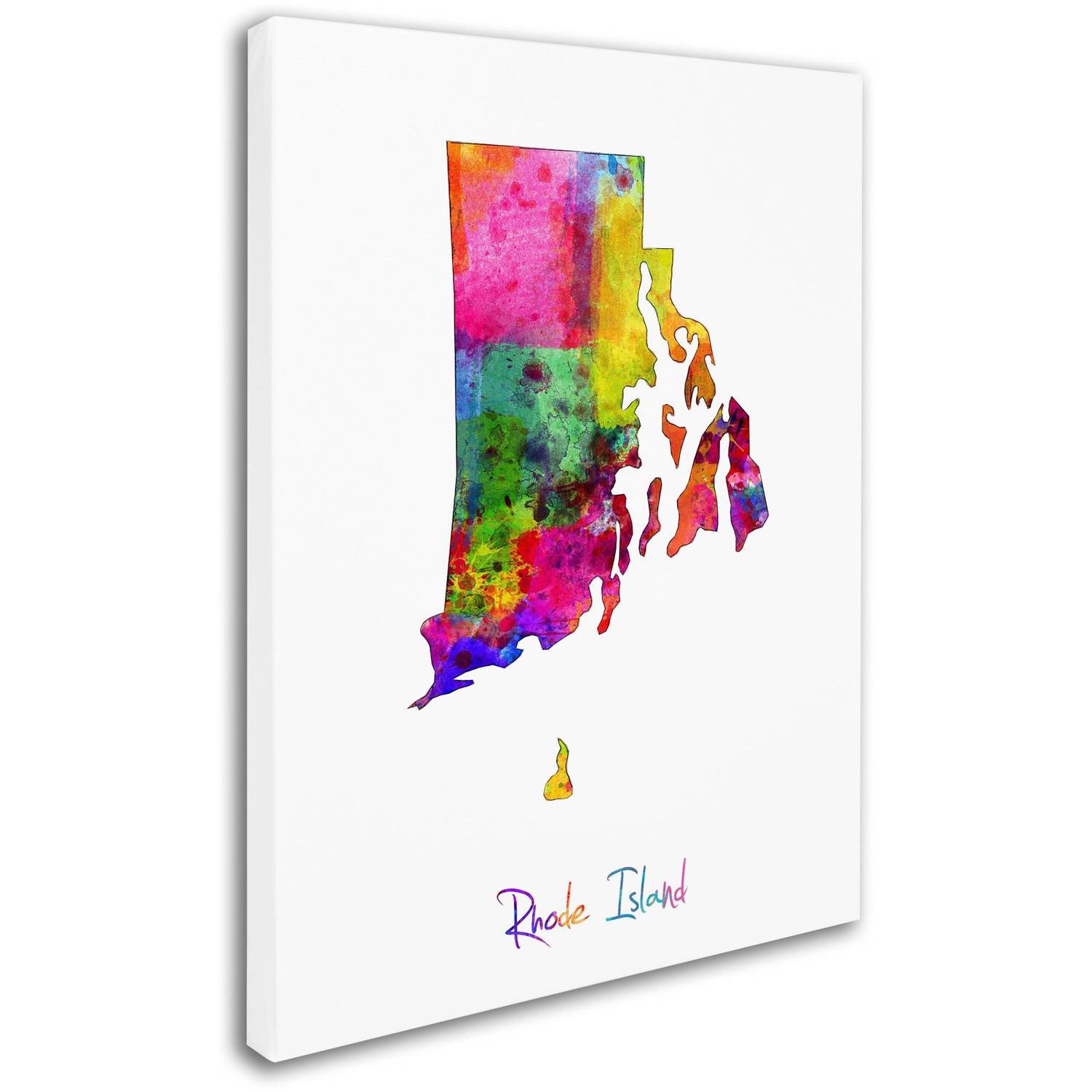 Trademark Fine Art "Rhode Island Map" Canvas Art by Michael Tompsett