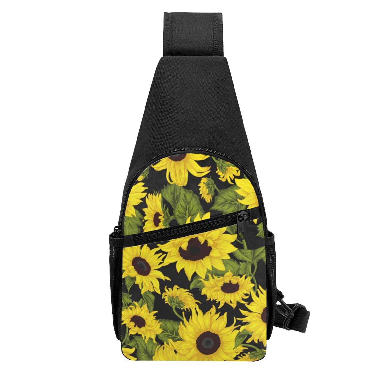 Xecao's Sunflowers In Vintage Print Sling Bag: A Versatile Chest, Shoulder, and Crossbody Backpack for Casual Days Out, Perfect for Both Men and Women