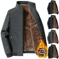 thumbnail image 6 of Lovskoo Men's Bomber Jacket Fleece Lined Solid Color Long Sleeve Windproof Zipper Stand Up Collar Pocket Thick Jacket Coat Blue, 6 of 6