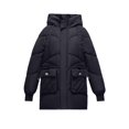 thumbnail image 3 of Jacenvly Womens Winter Coats Solid Quilted Jackets Comfort Warmth Long Sleeve Overcoat Drawstring Hoodlies Zip-Up Pocket Jacket Leisure Fashion Knee-Length Blouse, 3 of 4