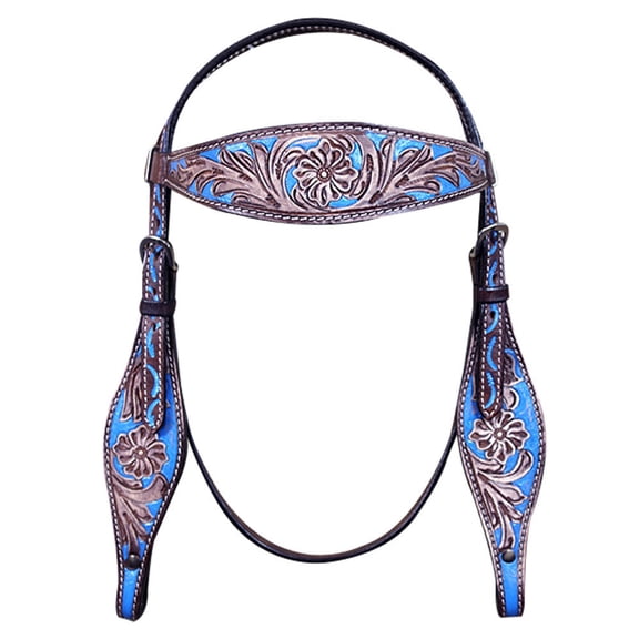 Hilason Western Horse Headstall Bridle American Leather Brown Turquoise