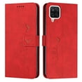 thumbnail image 2 of For Samsung A42 Case 5G Wallet Cover, PU Leather Kickstand Credit Card Pocket Slots Wrist Strap Magnetic Folio Heart Patterned Embossed Flip Cover for Samsung Galaxy A42 5G, Red, 2 of 11