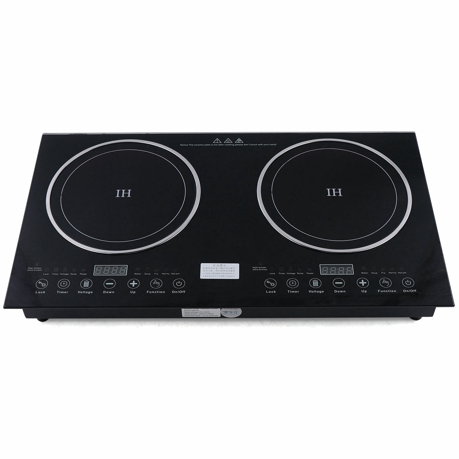 Miumaeov Double Induction Cooktop Cooker Electric Portable Countertop Burner Digital Hot Plate Cooktop with 8 Gear Firepower 110V 1200W Induction Cooker+1400W Ceramic Cooker
