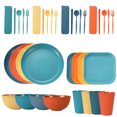 thumbnail image 1 of Nvzi Wheat Straw Dinnerware Sets, 36-Piece Plates and Bowls Sets, Cutlery, Microwave Safe Unbreakable Dinnerware for Parties, Picnic, College Dorm, Camping Mixing colors, 1 of 4