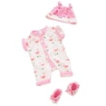 thumbnail image 2 of AmaMary Doll Clothing Set Pink Bird Cotton Bodysuit with Hat and Socks, Fits 16–18 inch Reborn Dolls, 2 of 5