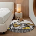 thumbnail image 4 of Round Rug 5ft Area Rug, Retro Farm Donkey Pig Cow Sunflowers Area Rugs for Living Room Bedroom, Gray Wood Grain Floor Mat Non-Slip Non-Shedding Carpet Indoor Accent Rugs, 4 of 9
