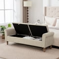 thumbnail image 4 of S-HOME Minimalist Large Storage Bench With Rolled Armrest In Napped Fabric 65.75", Versatile Daybed With Rubberwood Legs, For Bedroom And Dormitory, Griege, 4 of 11