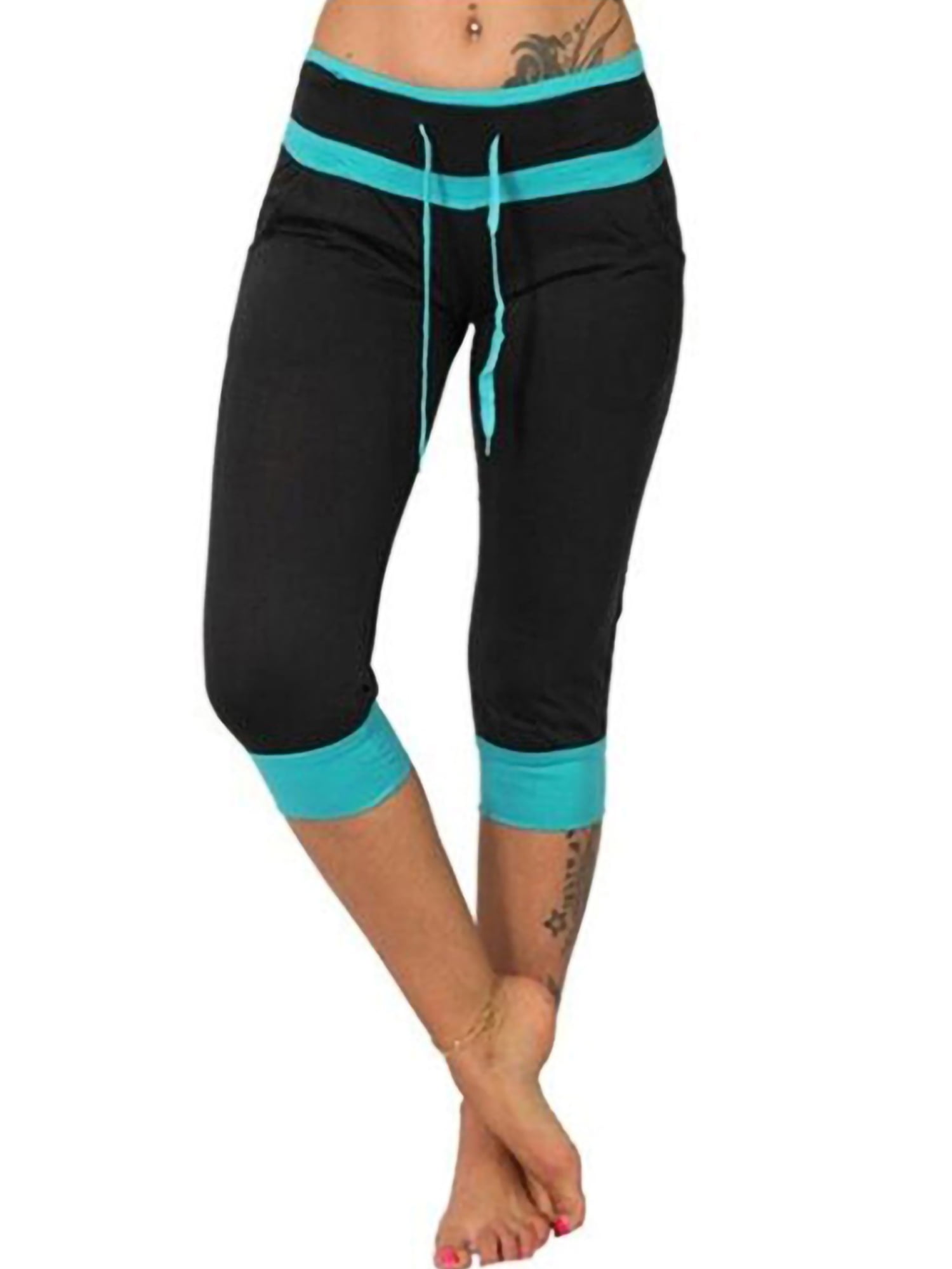 Details about   Womens 3/4 Capri Leggings Slim Fit Yoga Cropped Shorts Gym Fitness Sports Pants 